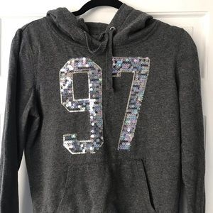 Aeropostale gray sequin hoodie medium